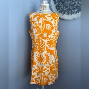 🆕 Magaschoni Orange and Cream Floral Mini Dress